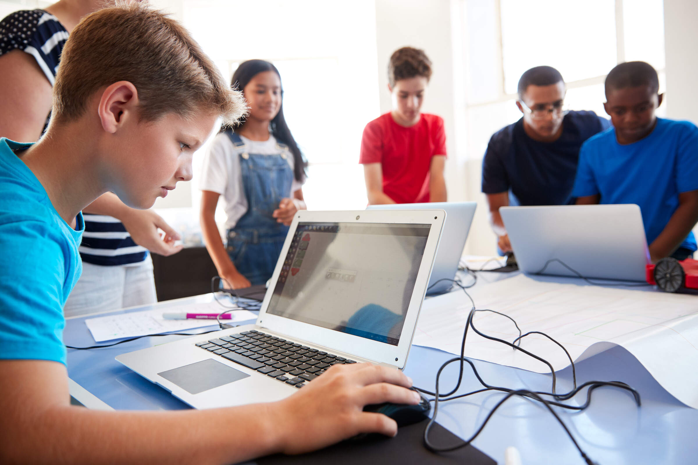 Group,Of,Students,In,After,School,Computer,Coding,Class,Learning