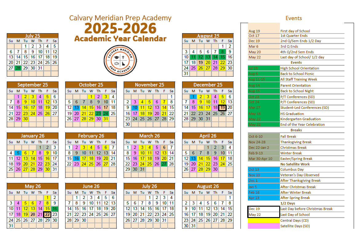 CMPA 2025-2026 Academic Calendar