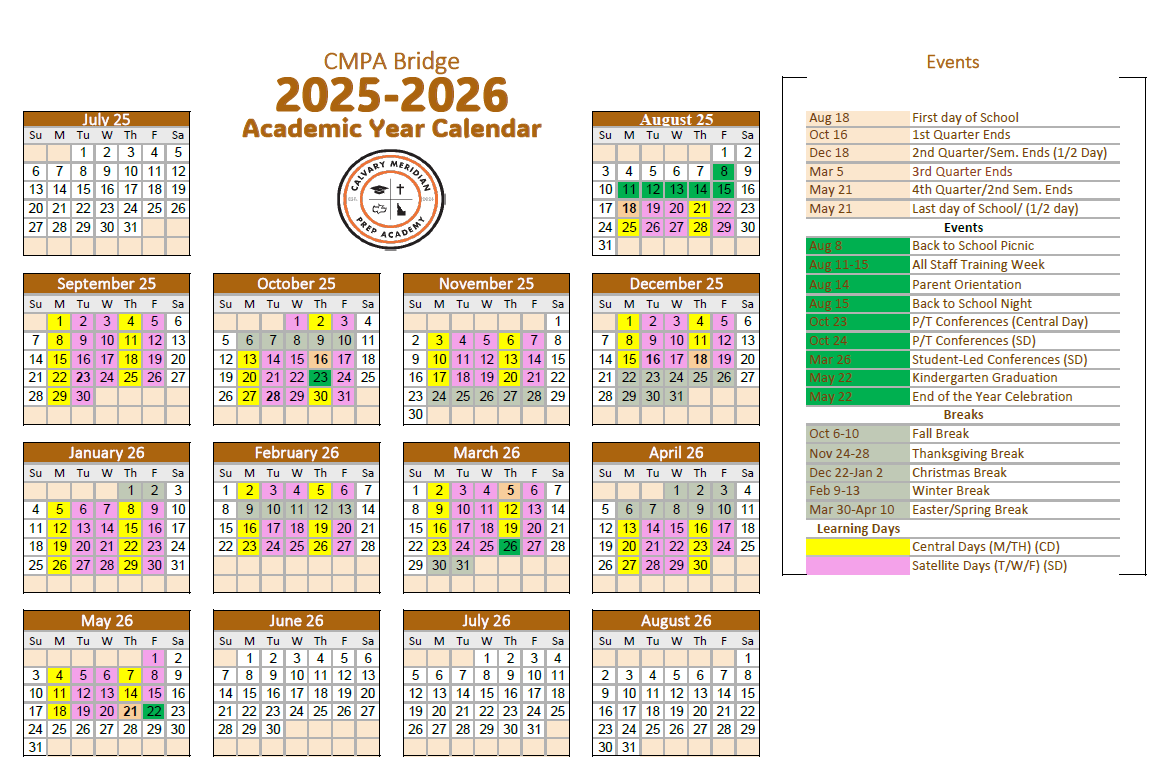 CMPA Bridge 2025-2026 Calendar